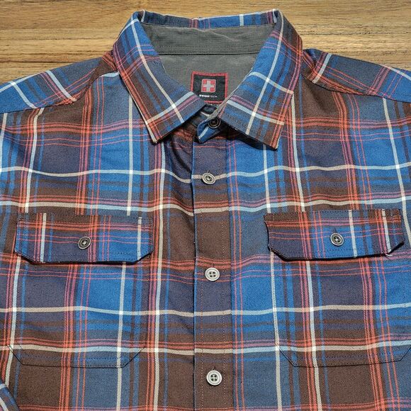 Swiss Tech Full Button LS Shirt Red & Blue Plaid - Size XL (46-48) - Picture 2 of 5
